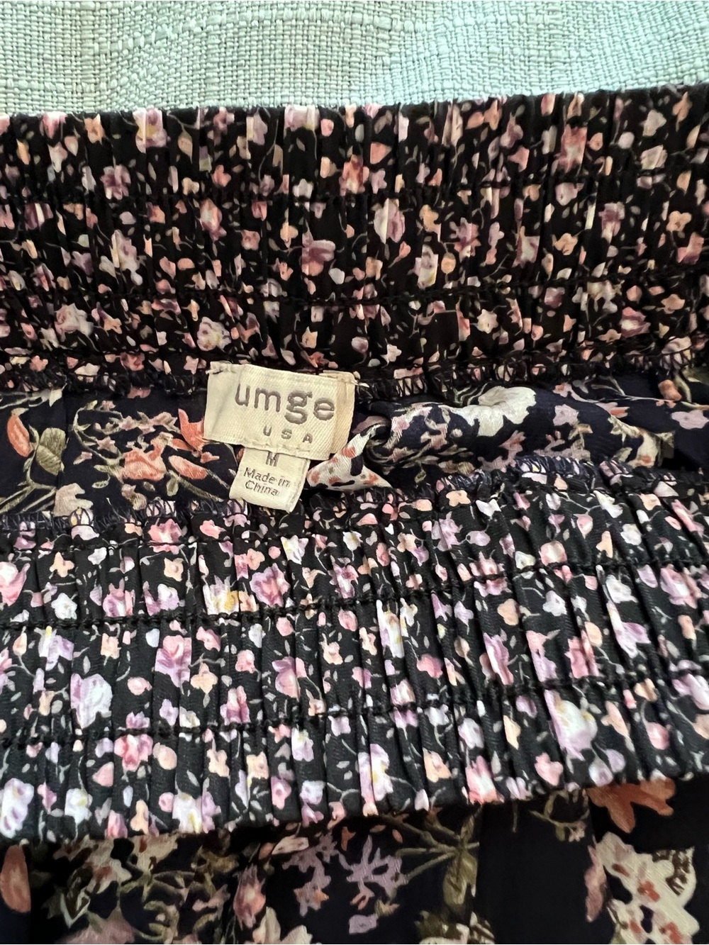Umgee Floral Mini Skirt Purple with Pink & White Ruffles Size Medium - Picture 4 of 7